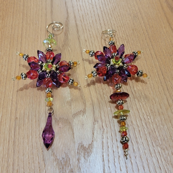 Vintage Lot of 6 Faux Jewel Hanging Star Christmas Ornaments - Picture 2 of 9